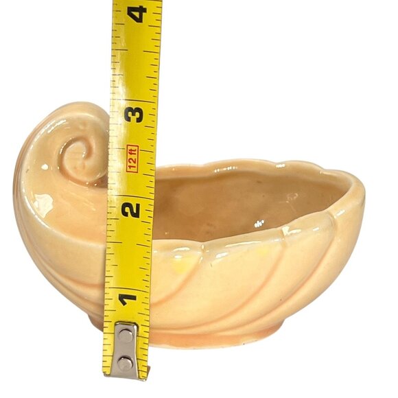 Vtg Ceramic Shell Trinket Dish Yellow Swirls USA MCM Pottery Coastal Decor - Picture 8 of 8